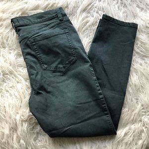 FREE PEOPLE GREEN WASH HIGH RISE SKINNY JEANS
